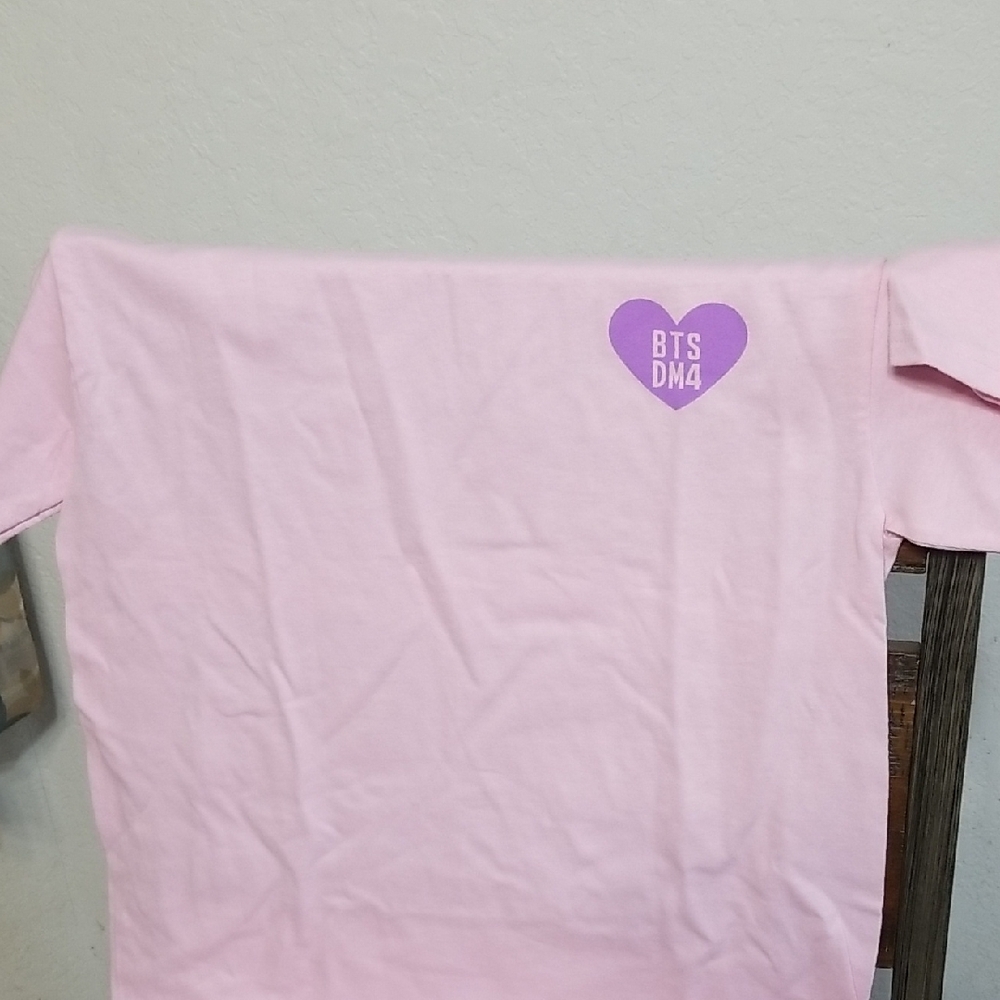 Pink Kids Shirt with Purple Heart Design